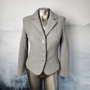 Linea Domani 100% Wool Gray V-Neck Y2557 Blazer | Women's 8